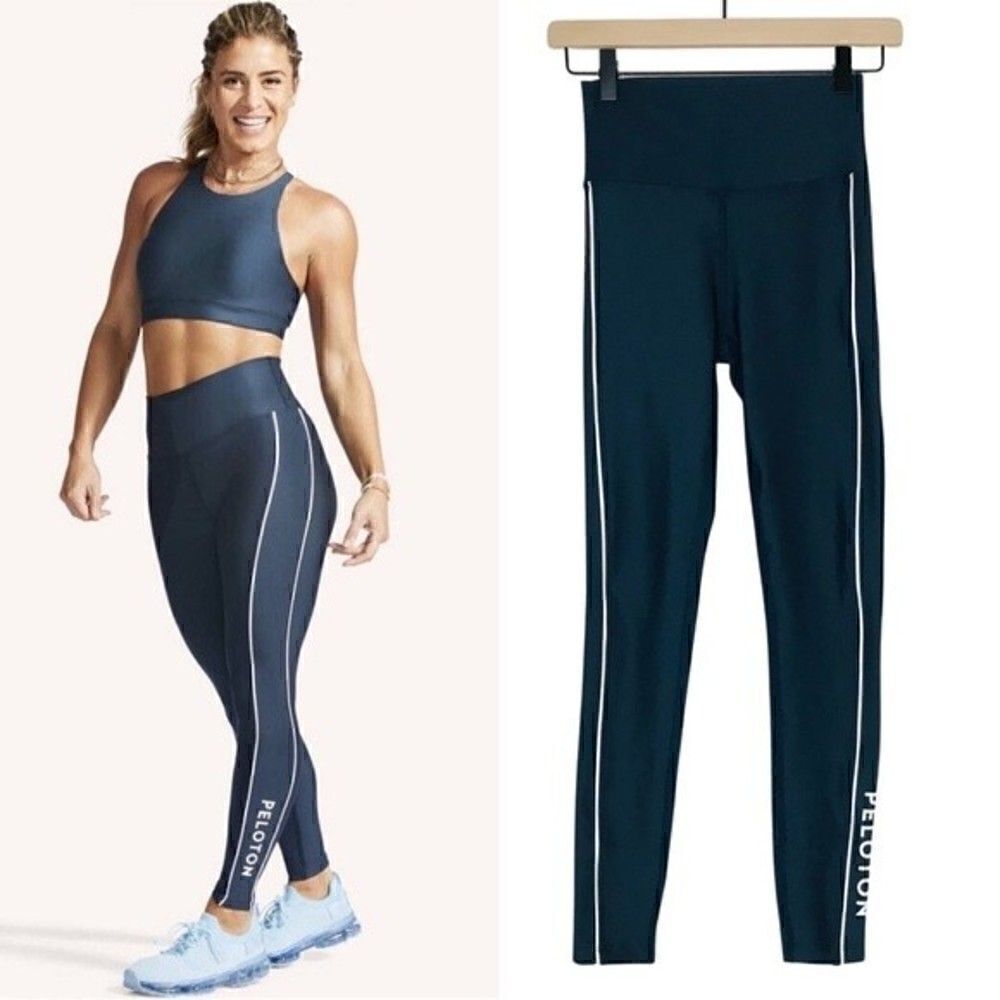 New! Peloton Show Up Tuxedo Stripe Piping Active Compression Leggings
